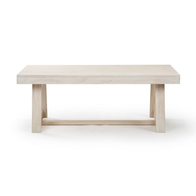 Classic White Sand Rectangular Pine Wood Coffee Table