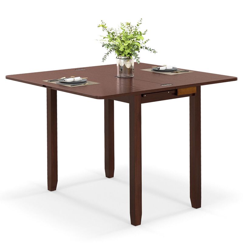 Tangkula Folding Dining Table for 4 People w/ Hidden Storage Rubber Wood Frame for Kitchen, 1 of 11