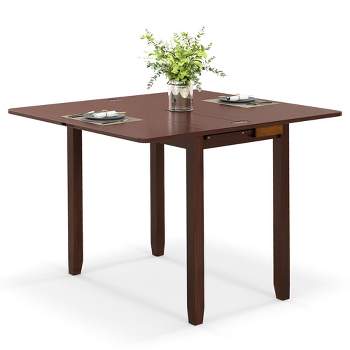 Tangkula Folding Dining Table for 4 People w/ Hidden Storage Rubber Wood Frame for Kitchen