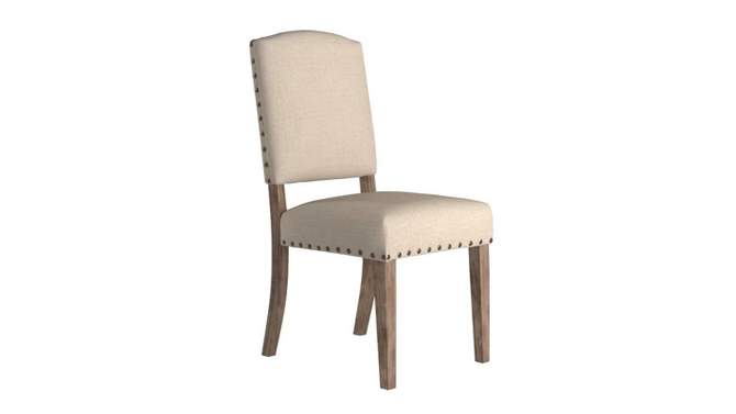 Set of 2 Iverson Nailhead Trim Gray Oak Finish Linen Side Chairs - Inspire Q, 2 of 15, play video