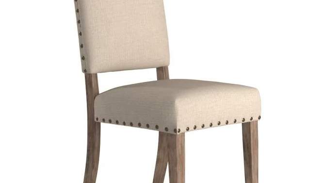 Set of 2 Iverson Nailhead Trim Gray Oak Finish Linen Side Chairs - Inspire Q, 2 of 15, play video