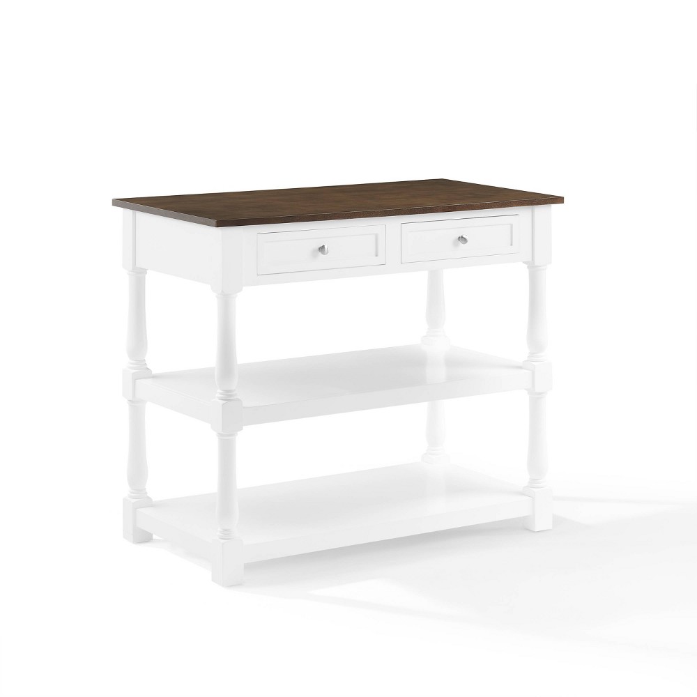 Photos - Other Furniture Crosley Caitlyn Wood Top Kitchen Island White/Dark Brown - : Storage, Turne 