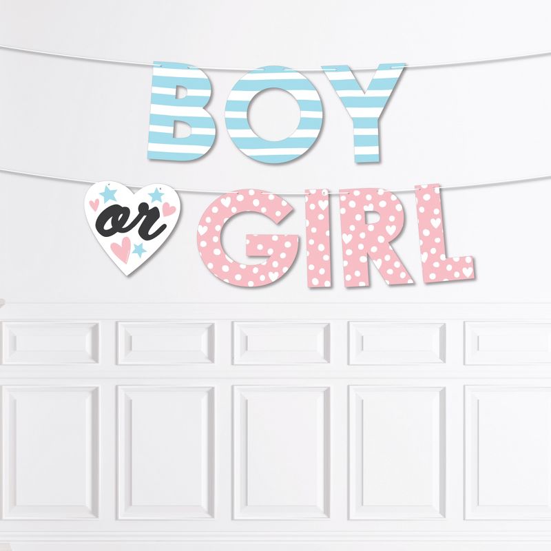 Big Dot of Happiness Baby Gender Reveal - Team Boy or Girl Party Decorations - Boy or Girl - Outdoor Letter Banner, 1 of 9