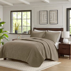 Sapphtopaz Bedding Comforter Set Luxurious Solid Color Oversized Herringbone Quilting Quilt Set 3 Piece 1 Quilt, 2 Pillow Shams - 1 of 4