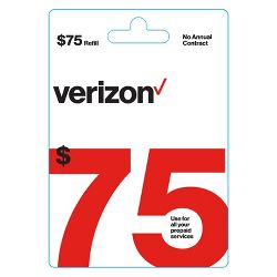 Verizon Wireless $75 Prepaid Refill Card (Email Delivery)