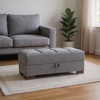 HomeRoots 50" Gray and Brown Chenille Storage Ottoman - 2 of 4