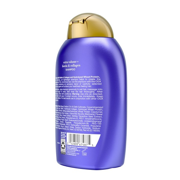 Champú Voluminizador Extra Fuerte OGX Biotin & Collagen para Cabello Fino - 13 fl oz: Sin Sulfatos, Sin Parabenos, Fórmula Líquida 5