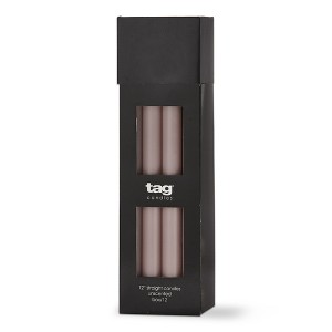 TAG Color Studio 12" Straight Taper Unscented Smokeless Paraffin Wax Candle Lavender Burn Time 12 hrs. Set 12 - 1 of 2