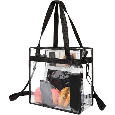 Clear Bags transparent handbag with zipper and adjustable shoulder strap (12x12x6in),suitable for sports activities and concerts