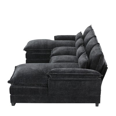 TiramisuBest 110*55" Modern Modular U-shaped Sectional Sofa with Waist Pillows, Modular Sectional Sofa with Storage, Sideboard Buffet Style