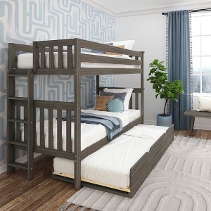 Max & Lily Bunk Bed with Ladder on End and Trundle, Twin-Over-Twin Bed Frame for Kids - 1 of 4