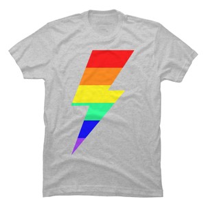 Adult Design By Humans Rainbow Pride Flag Lightning Bolt By T-Shirt - 1 of 2