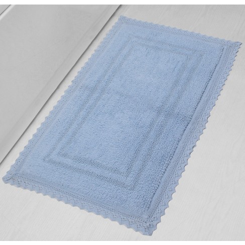 Set of 2 Opulent Collection Aqua Cotton Reversible Tufted Bath Rug Set -  Home Weavers