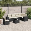 vidaXL 6 Piece Patio Sofa Set with Cushions Black Poly Rattan - Black and Cream With Table - 2 of 4