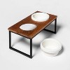 Modern Tall Metal Elevated Dog Bowl With Natural Wood Top - Black - Boots &  Barkley™ : Target