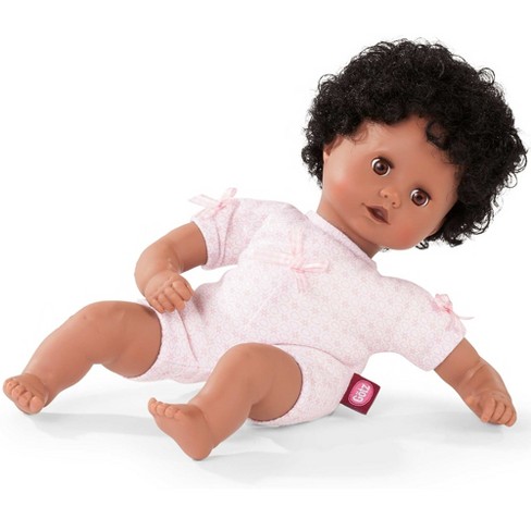 Gotz Baby Doll With Brown Sleeping Eyes And Black Curly Hair To Wash Style Target