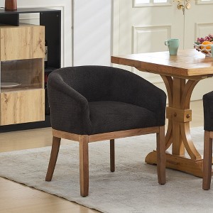 Kumasinova 19"W Mid-Century Modern Barrel Dining Chairs with Low Back,Soft Linen Fabirc Accent Chairs for Living Room,Solid Rubberwood Armchair - 1 of 4