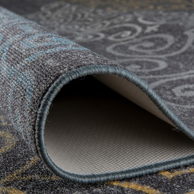 Gray Floral Tufted Reversible Synthetic 8' x 10' Area Rug