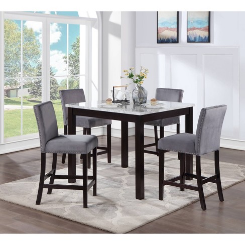 Faux marble top dining table hot sale