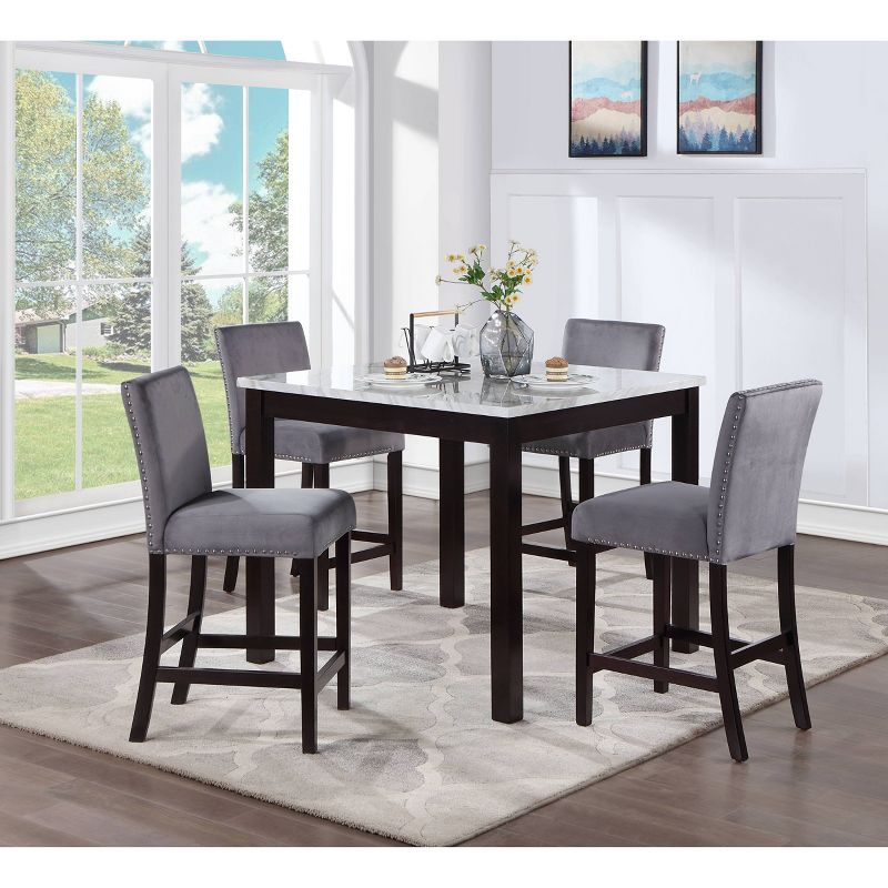 42&#34; Brook Square Counter Height Dining Table with Faux Marble Top Espresso - HOMES: Inside + Out, 1 of 8