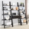 TOAOTBNBO 5-Tier Wood Leaning-Ladder Bookcase, Freestanding Bookshelves with Stroage Cabinet, Tall Display Bookshelf for Home Office, Brown - 4 of 4