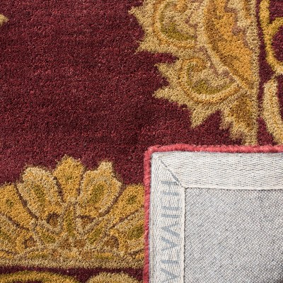 Maroon and Gold Hand-Tufted Wool 4' x 6' Area Rug