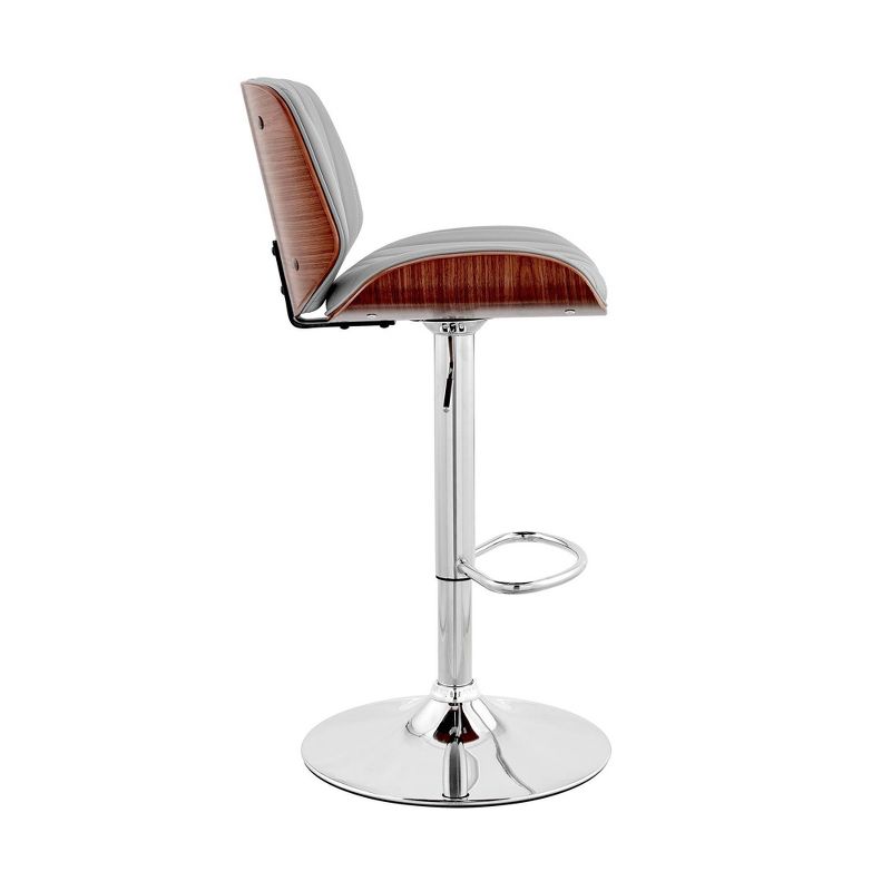 Brock Adjustable Counter Height Barstool with Faux Leather Seat Walnut Finish Back Steel Base - Armen Living, 4 of 12