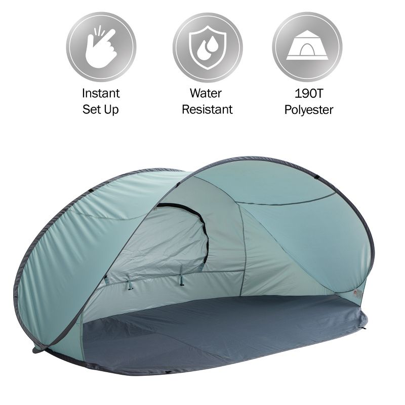 Pop Up Beach Tent with UV Protection and Ventilation Window – Water and Wind Resistant Sun Shelter for Camping, Fishing, or Play by Wakeman (Blue), 3 of 9