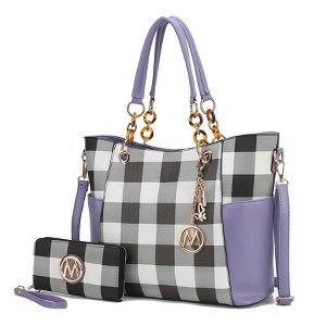 MKF Collection Bonita Checker Tote & Wallet Set - Stylish Vegan Leather Bag by Mia K - 1 of 4