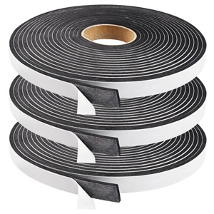 AMMER Weather Stripping Door Seal 1/2 Inch Wide x 1/4 Inch Thick, Adhesive Foam Tape for Soundproofing Windows, 2 Rolls 26FT, Black - 1 of 4