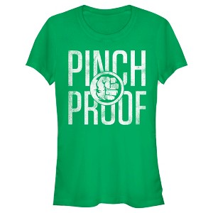 Juniors Womens Marvel St. Patrick's Day Hulk Pinch Smash T-Shirt - 1 of 4