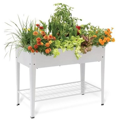 Gardener's Supply Company Demeter Elevated Metal Raised Bed | 8" Planting Depth & 95 Quart Soil Capacity | 40" L x 20.5" W x 31.5" H - Light Gray