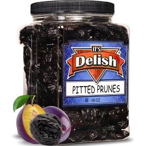 Dried Pitted Prunes Unsweetened by It's Delish, 3 Lbs Jumbo Container - 1 of 4