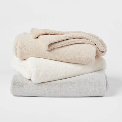 Faux Rabbit Fur Throw Blanket - Threshold™