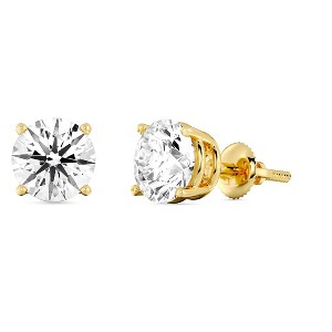 Gilded IGI Certified Lab-Grown Diamond 14KT White & Yellow Gold Stud Earrings for Women 4-Prong Basket, Round & Princess Cut, 1-2-3 Carat Total Weight - 1 of 4