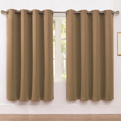Kate Aurora Set of 2 Thermal Room Darkening Grommet Top Curtains For Small Windows - 63 in. Long - Taupe