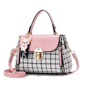 Small Purses and Handbags for Women Fashion Crossbody Bag Lightweight Shoulder Bag Plaid Pattern Satchel (Pink) - 1 of 4