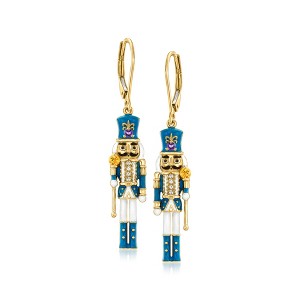 Ross-Simons 0.26 ct. t.w. Multi-Gemstone Nutcracker Drop Earrings With Multicolored Enamel in 18kt Gold Over Sterling - 1 of 3
