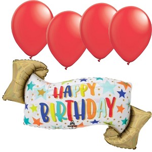 LoonBaloon 39 Inch Holographic Banner Birthday Balloon with 4 latex- Festive & Unique - 1 of 3