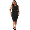 Agnes Orinda Women's Plus Size Work Office Crew Neck Sleeveless Knit Dual Pocket Bodycon Midi Dresses - 3 of 4