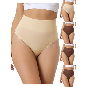 Allegra K Women's High-Waisted Invisible Stretchy Comfortable Thongs Multicolored - 1 of 4