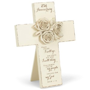 Dicksons 25th Anniversary Resin Stone 7 inch Table Top Cross with Easel Back - 1 of 2