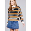 Slickblue Women’s Plus Size Striped Shirt, Long Sleeve DTY Brushed Top, Stretch Fabric, XL, Brown - 4 of 4