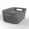 Life Story Medium Storage Basket, Decorative Plastic Home Organizer, Lightweight Versatile Tub with Built-In Handles, 10 Quart, Gray - 4 of 4