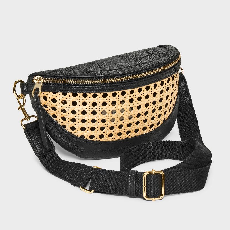 Straw Detail Belt Crossbody Bag - Universal Thread&#8482; Black, 3 of 6