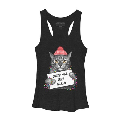 Women's Design By Humans Christmas tree killer By kodamorkovkart Racerback Tank Top