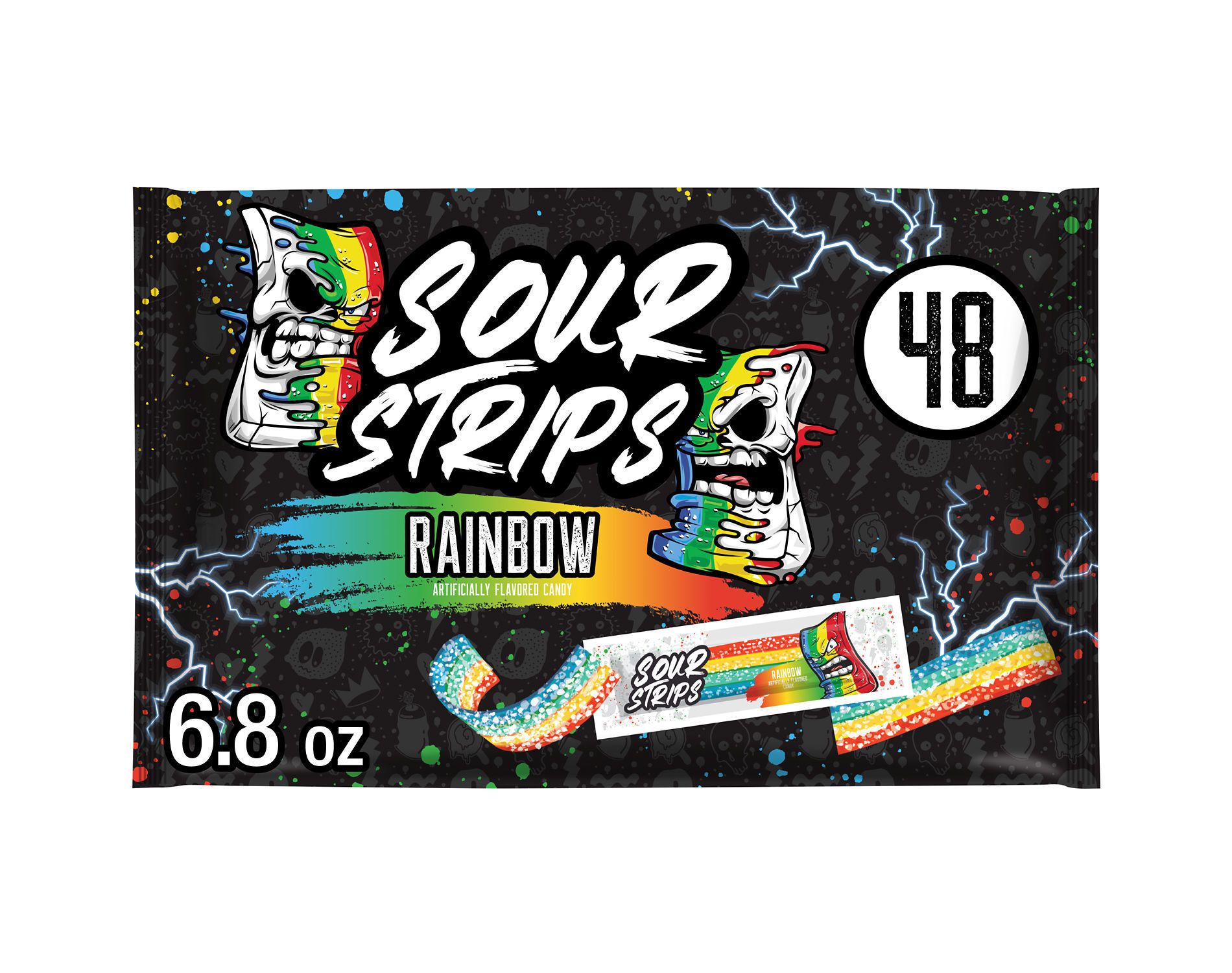 Sour Strips Rainbow Halloween Candy Snack Size - 6.8oz