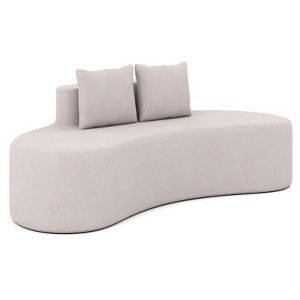 Costway 78.5" Sofa Couch Upholstered Curved Sofa with 2 Cozy Pillows Low Backrest Beige/Gray - 1 of 1