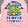 Girls' - Teenage Mutant Ninja Turtles - Red White Turtle Power Shirt Tail Raglan Graphic T-shirt - 2 of 4