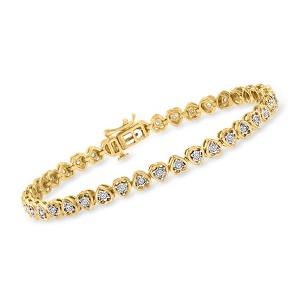 Ross-Simons 0.50 ct. t.w. Diamond Heart Tennis Bracelet in 18kt Gold Over Sterling - 1 of 4
